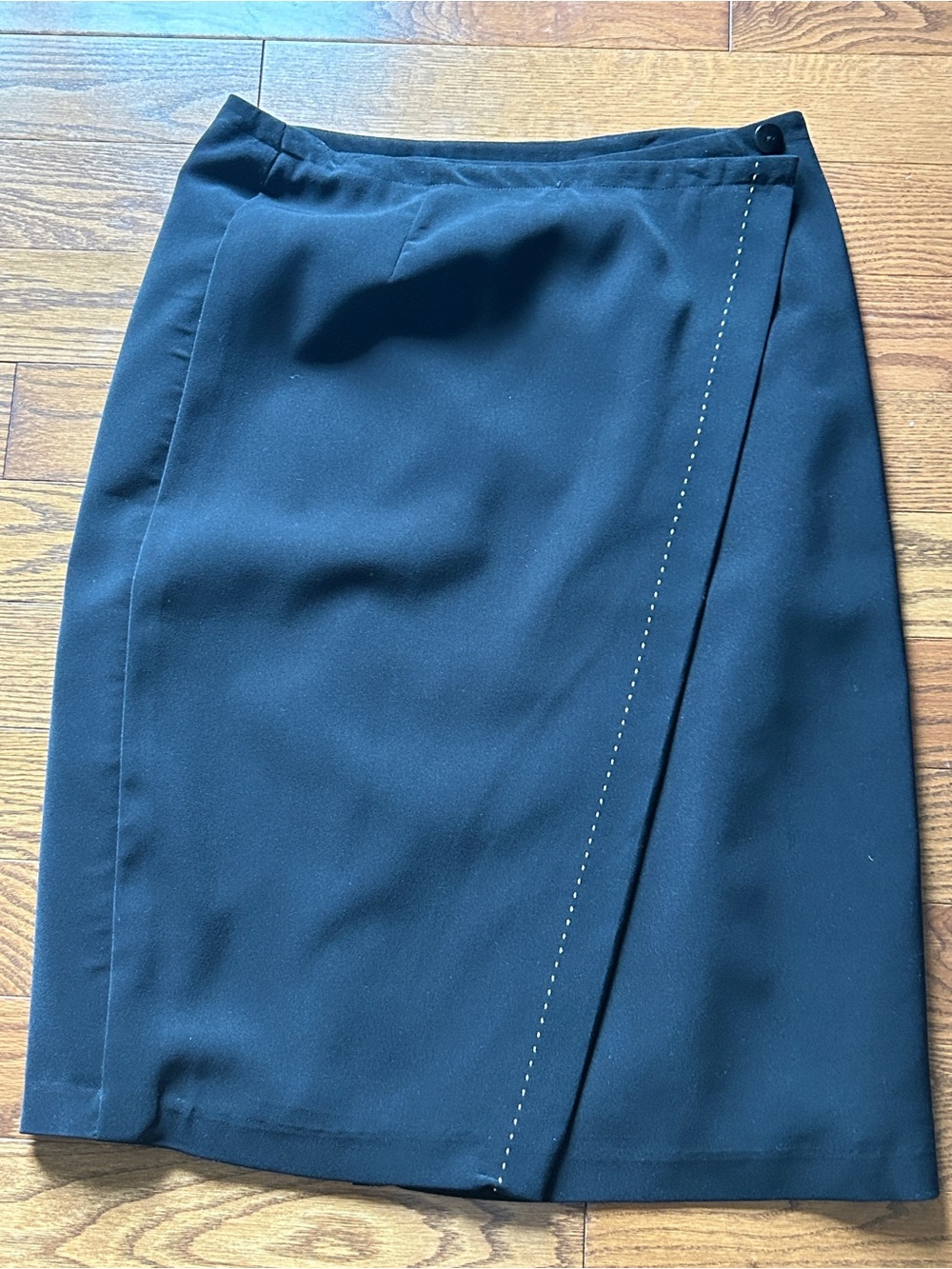 Michele Vintage Women's Black Wrap Pencil Skirt with Contrast Stitching